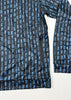 Black and blue patterned long-sleeve shirt on a white background