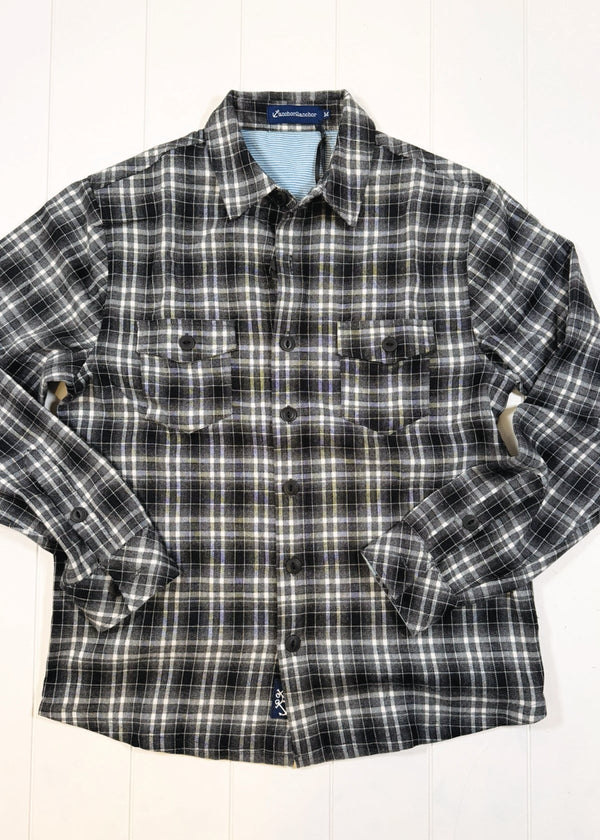 Plaid shirt with long sleeves on a white background