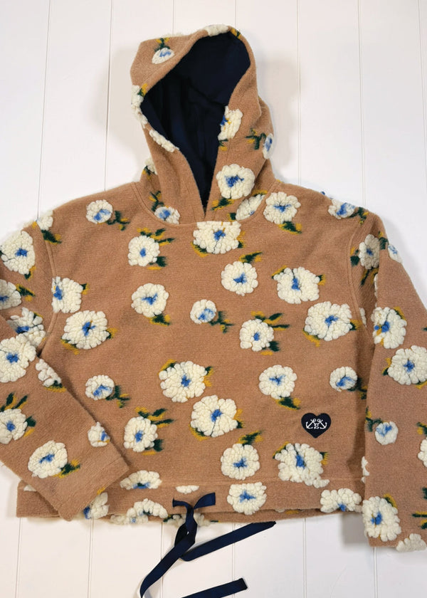 Floral-patterned hoodie on a white background