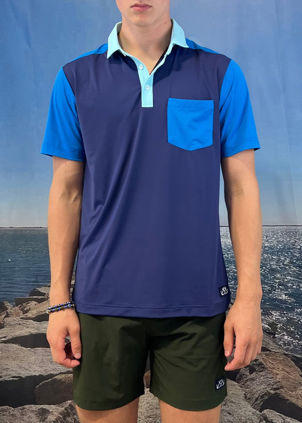 Polo shirt with color blocking