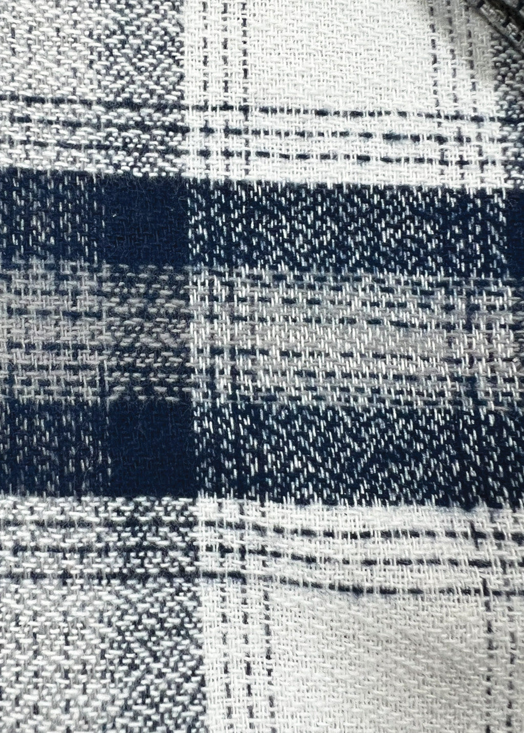 Close-up of a blue and white checkered fabric pattern