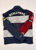 Colorful jacket with 'Scallywag' branding on a white background