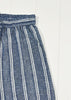Blue and white striped pants on a white background