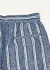 Blue and white striped pants on a white background