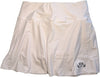 White athletic skirt with a small logo on a white background