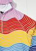 Colorful striped hoodie with a white background